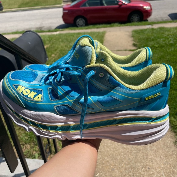 Hoka Shoes - Hoka Vibrant Blue and Lime Sneakers